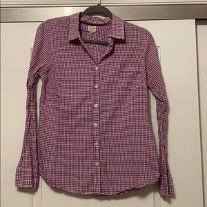 jcrew purple and white checkered button down
